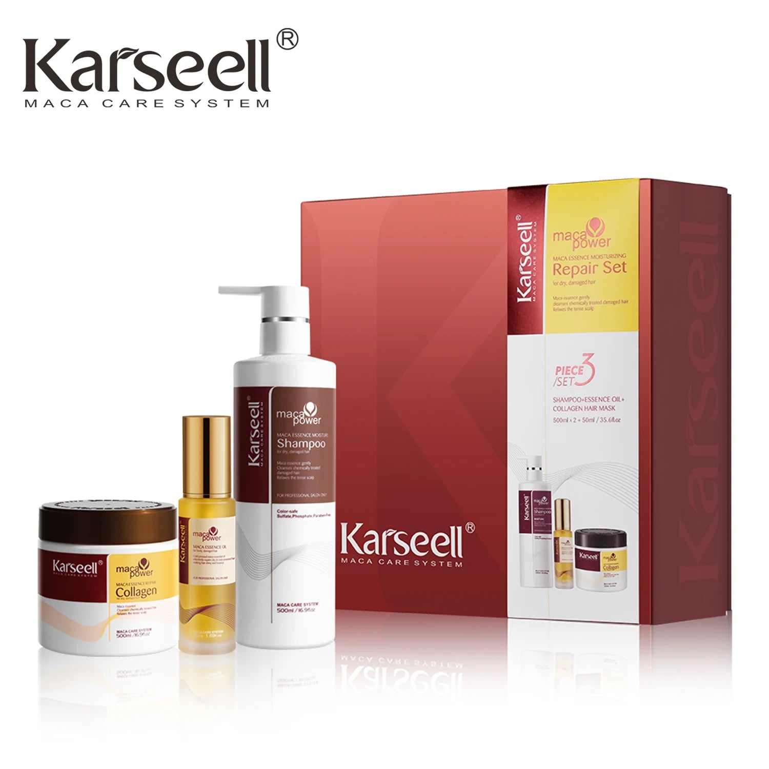 Karseell 3-delars set – Kollagen hårmask, Arganolja & Schampo