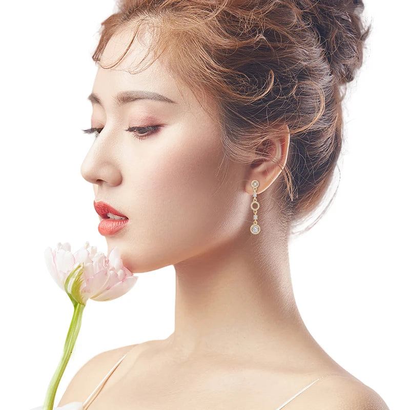 IOGOU Moissanite Dangel Long Örhängen – Eleganta Silverörhängen för Bröllop och Fester