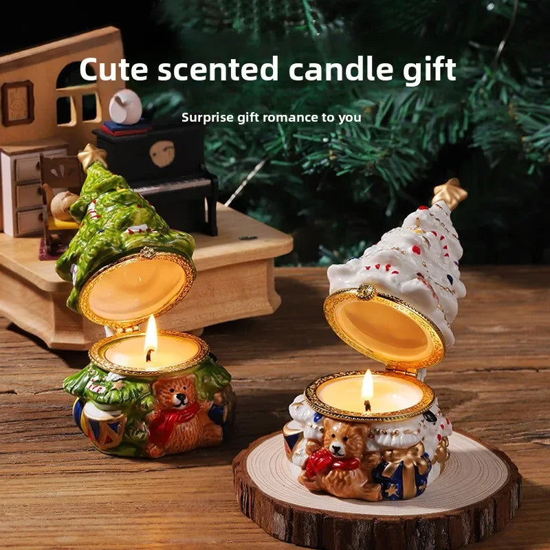 Julgran-doftljus i keramikkruka – aromaterapi och gåvobox