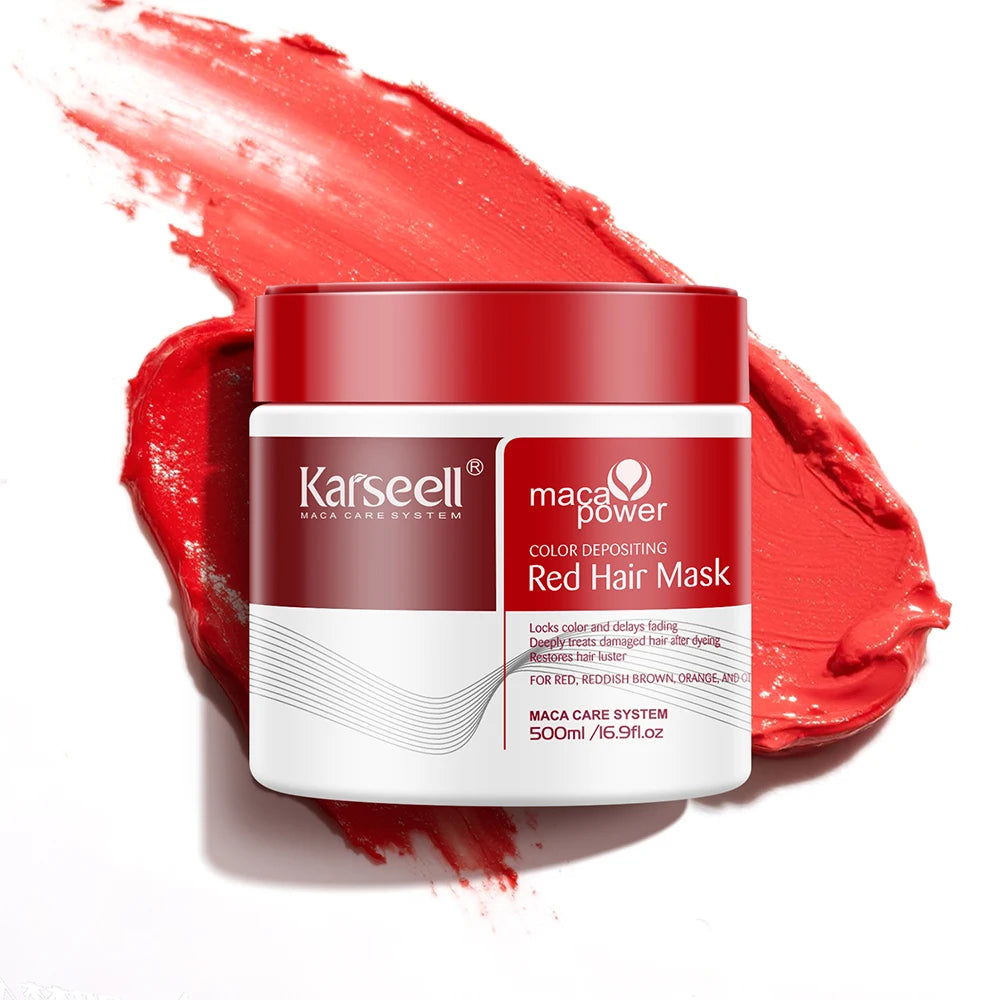 Karseell Color Depositing Red Hair Mask – Färgförstärkande Inpackning för Rött Hår 500 ml