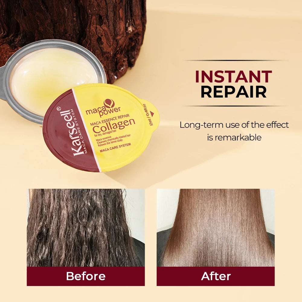 Karseell 8-pack Kollagen Hårmask – Resestorlek med Arganolja för Torrt och Skadat Hår