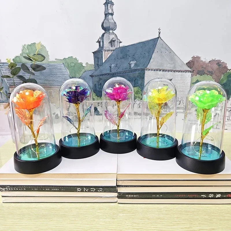 Konstgjord ros med LED-ljus – dekorativ present för Alla hjärtans dag och högtider