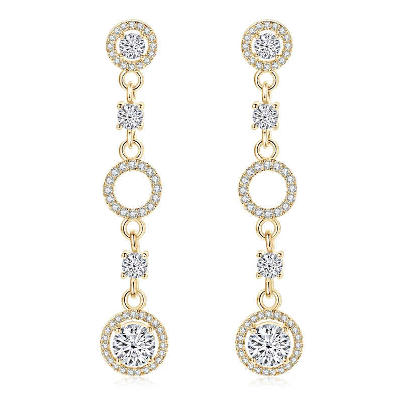 IOGOU Moissanite Dangel Long Örhängen – Eleganta Silverörhängen för Bröllop och Fester