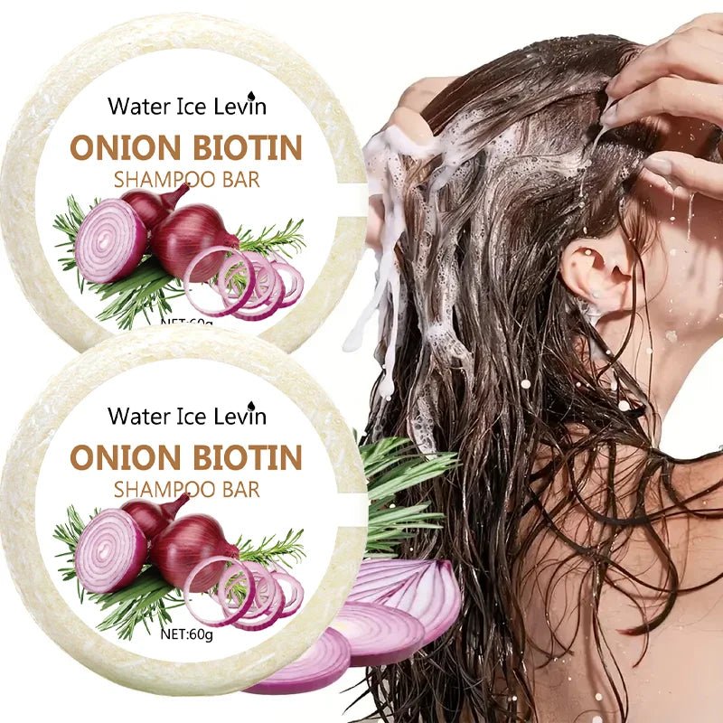 Onion and Biotin Shampoo Soap - 60g, Suitable for All Hair Types, Moisturizing and Smoothing, Rich in Rosemary Extract - UNAKIT