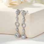 IOGOU Moissanite Dangel Long Örhängen – Eleganta Silverörhängen för Bröllop och Fester