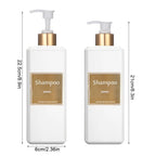 500ml/16.9oz Shampoo Dispenser Press Pump Bottle with Gold Waterproof Labels Bathroom Shampoo Conditioner Body Wash Bottles - UNAKIT