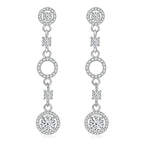 IOGOU Moissanite Dangel Long Örhängen – Eleganta Silverörhängen för Bröllop och Fester