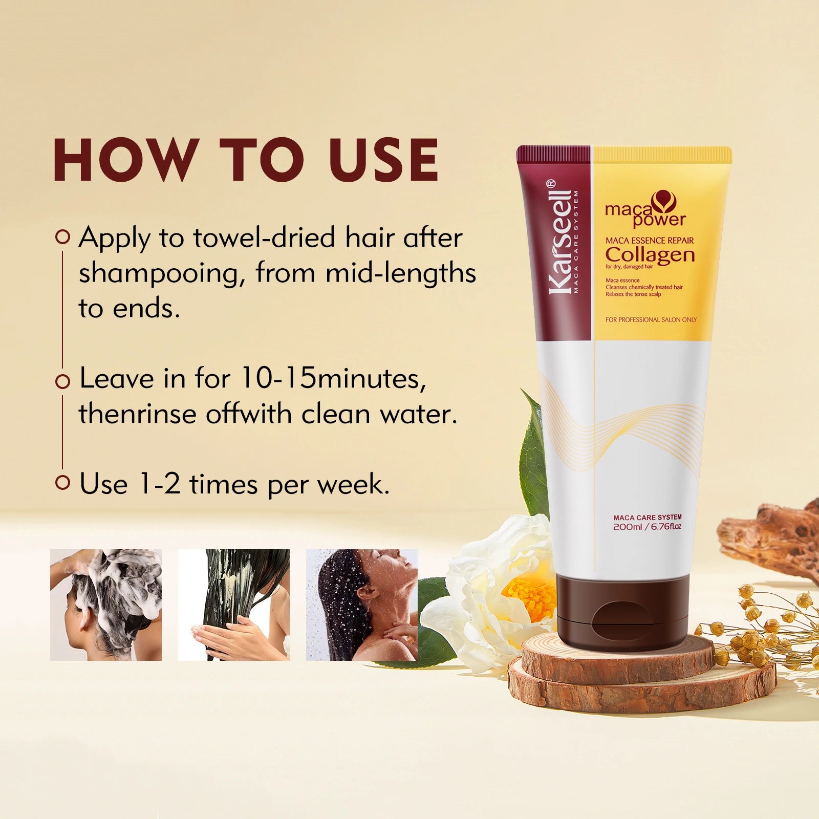 Karseell Collagen Hair Treatment Mask med Arganolja – Djupverkande Hårinpackning för Torrt och Skadat Hår